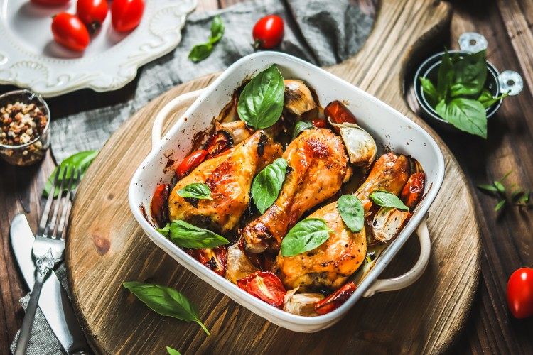 蒜香番茄烤鸡腿 