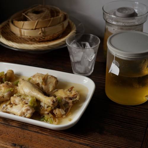 蒸盐焗鸡+绿豆汤